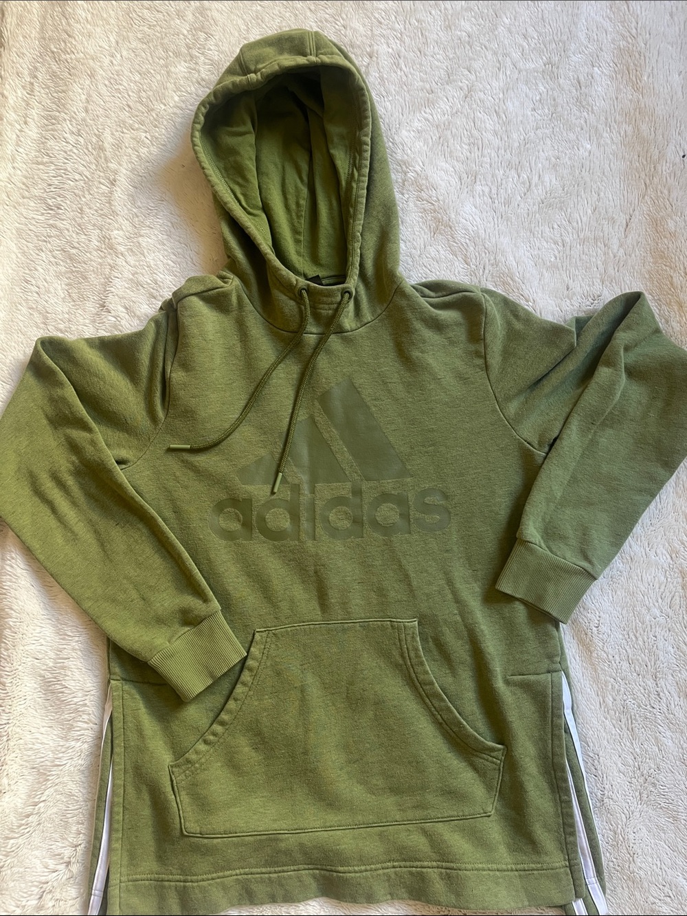 Boys adidas Olive Pullover Hoodie with Subtle Logo